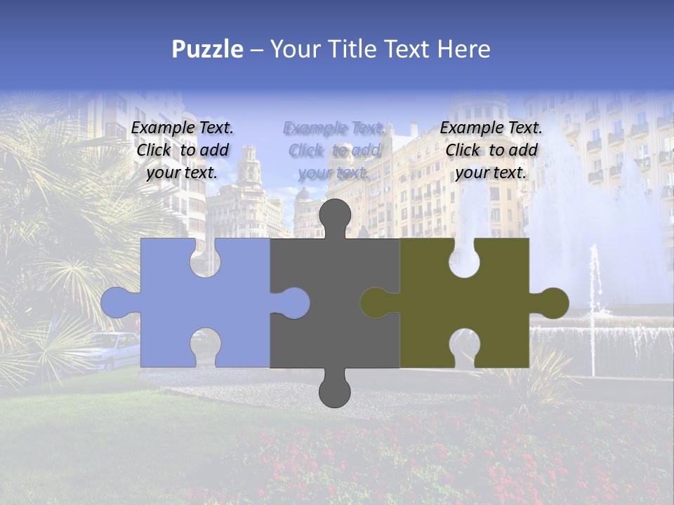 City Fountain In The City Center PowerPoint Template