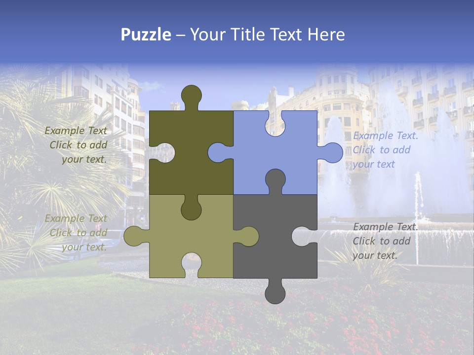 City Fountain In The City Center PowerPoint Template