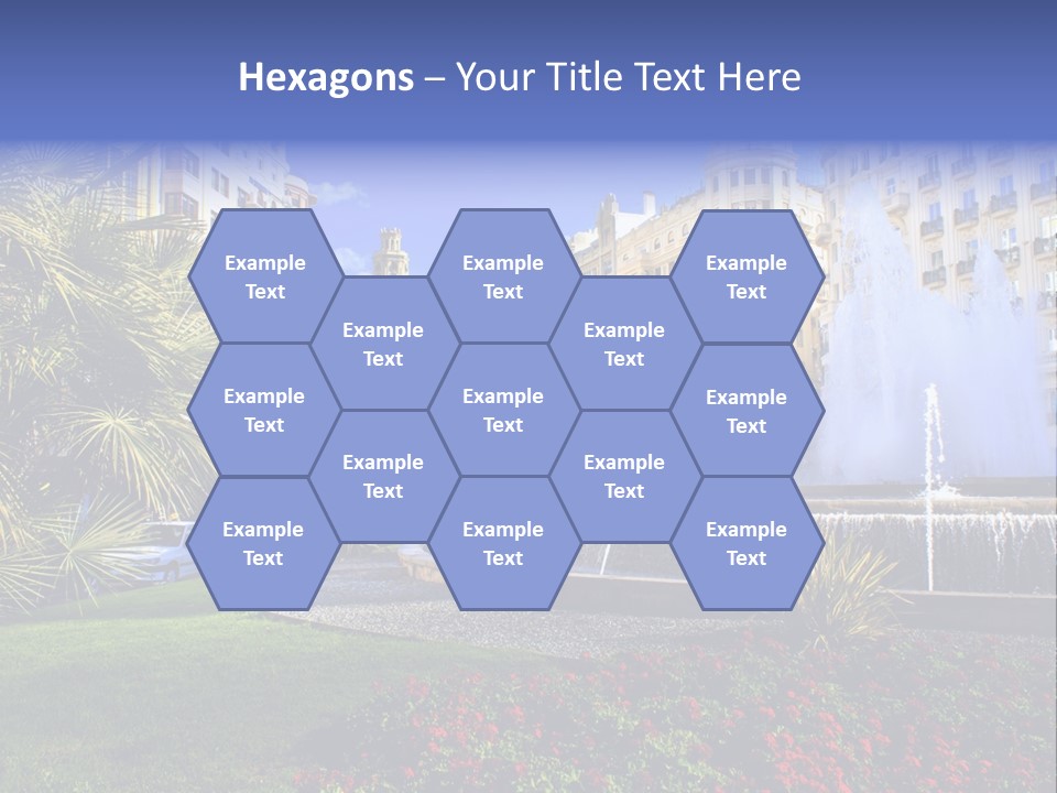 City Fountain In The City Center PowerPoint Template