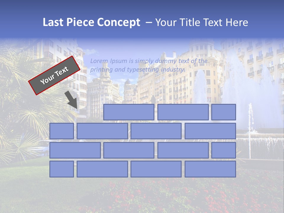 City Fountain In The City Center PowerPoint Template