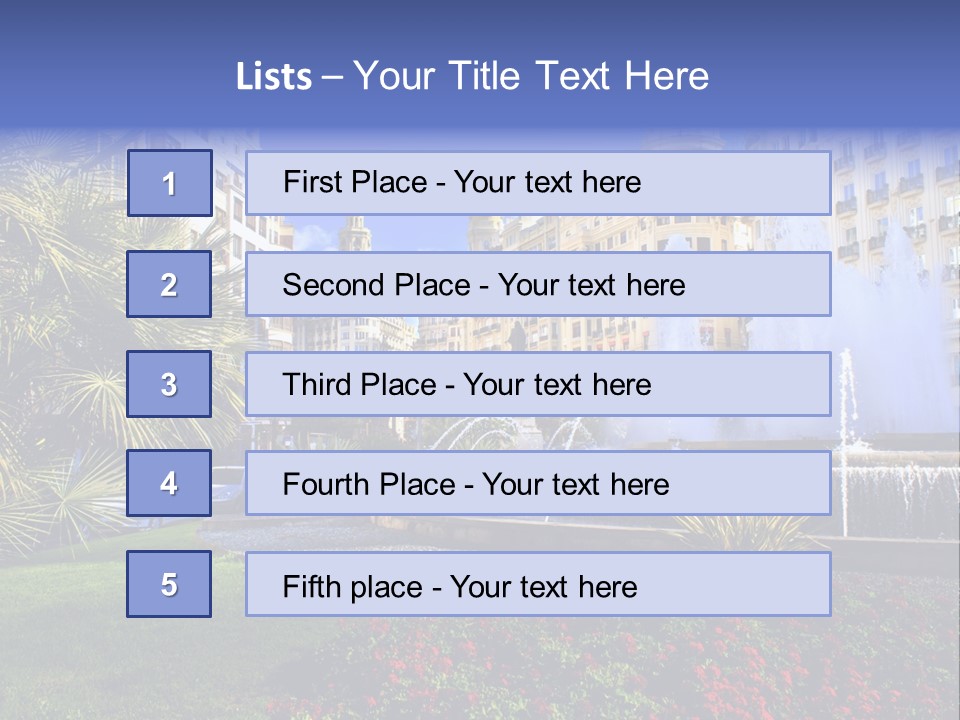City Fountain In The City Center PowerPoint Template