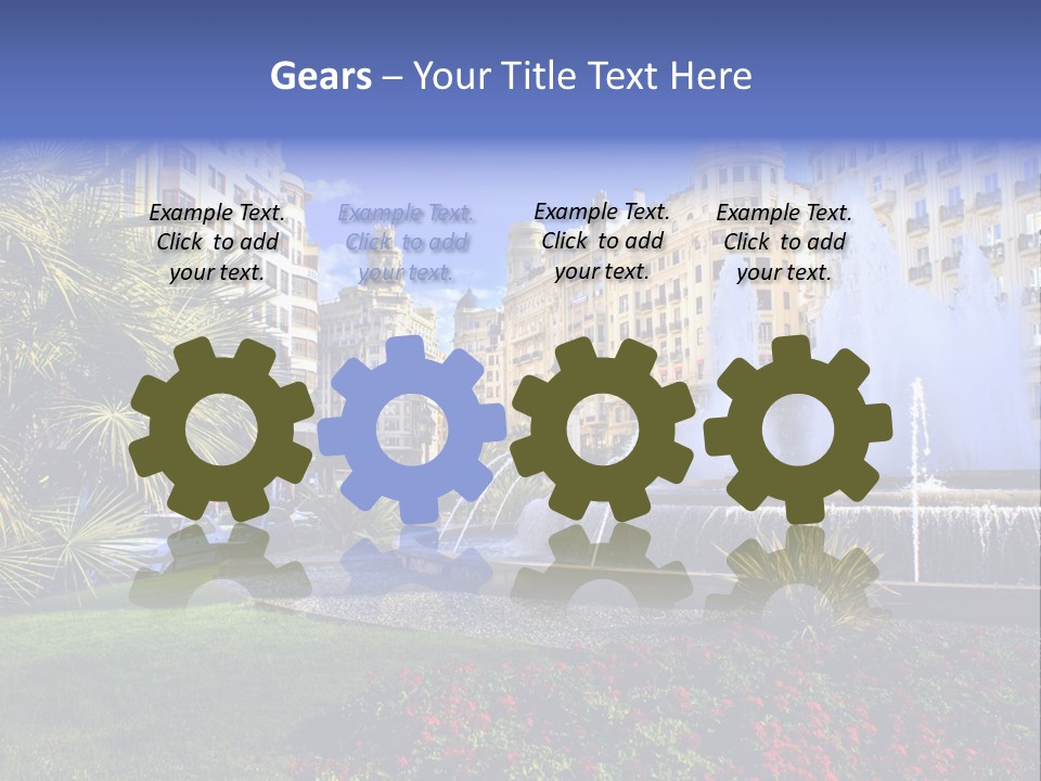 City Fountain In The City Center PowerPoint Template