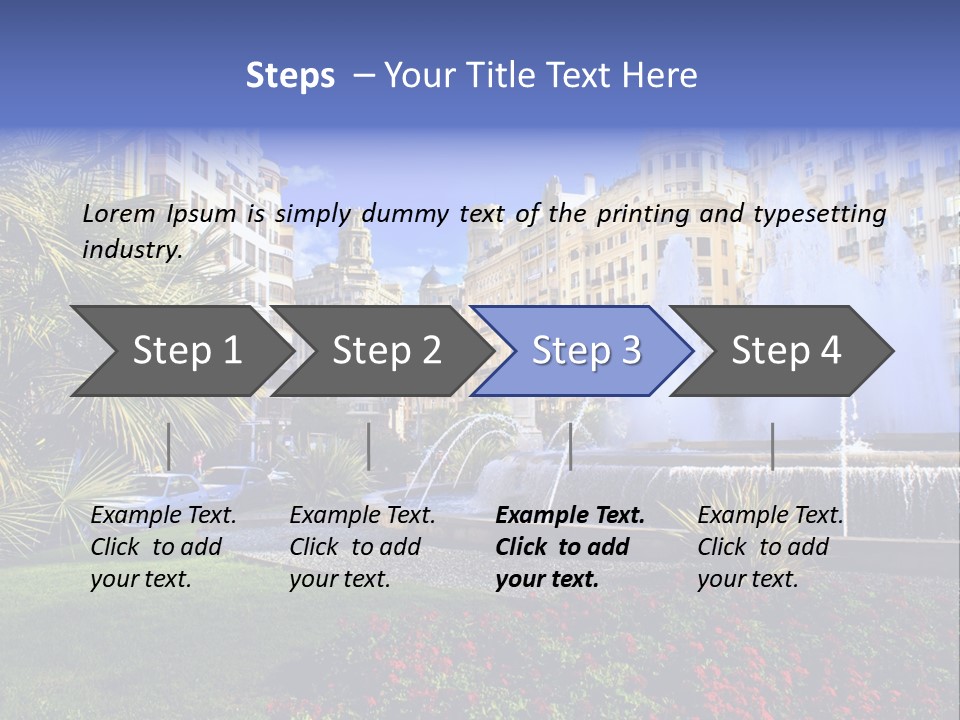 City Fountain In The City Center PowerPoint Template