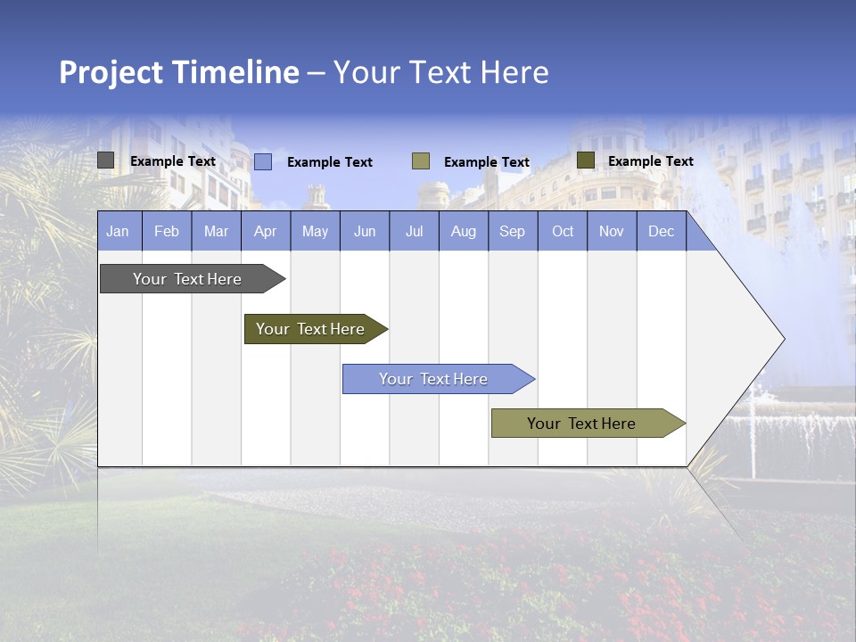 City Fountain In The City Center PowerPoint Template