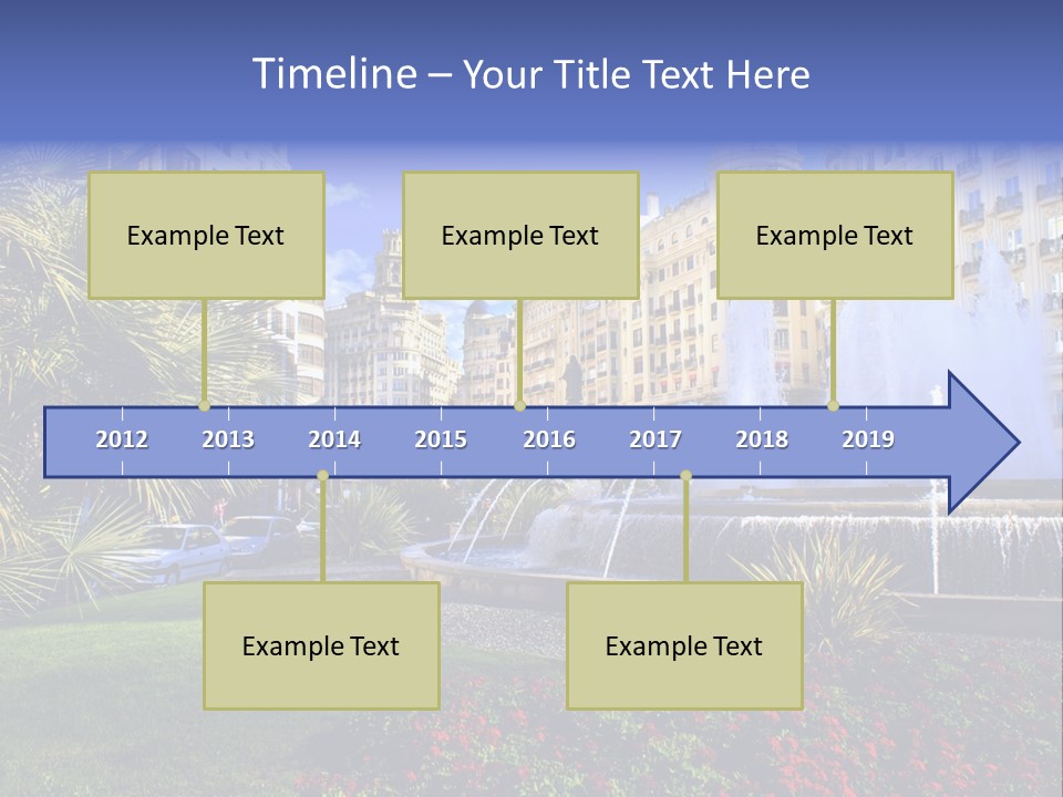 City Fountain In The City Center PowerPoint Template