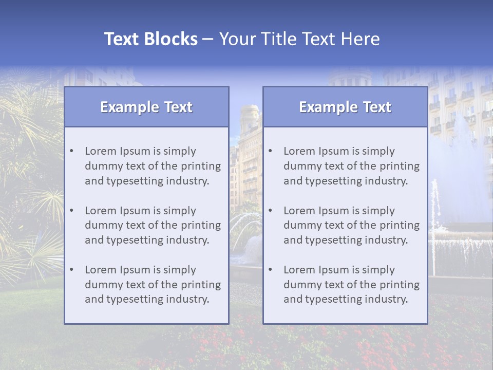 City Fountain In The City Center PowerPoint Template