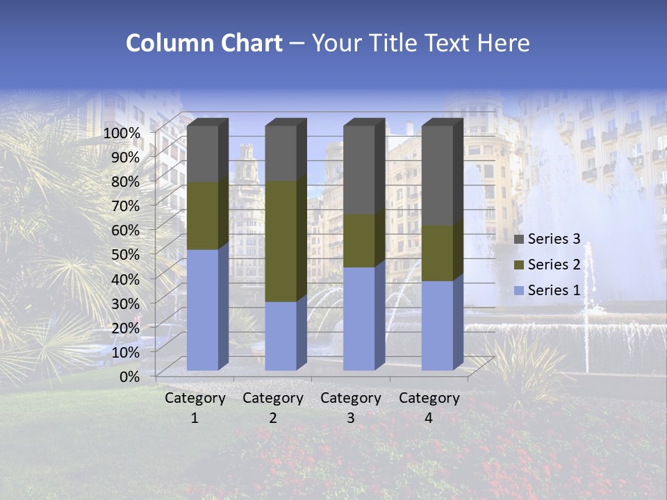 City Fountain In The City Center PowerPoint Template