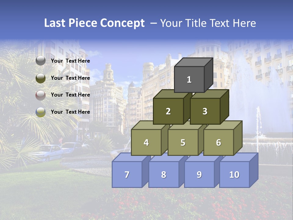 City Fountain In The City Center PowerPoint Template