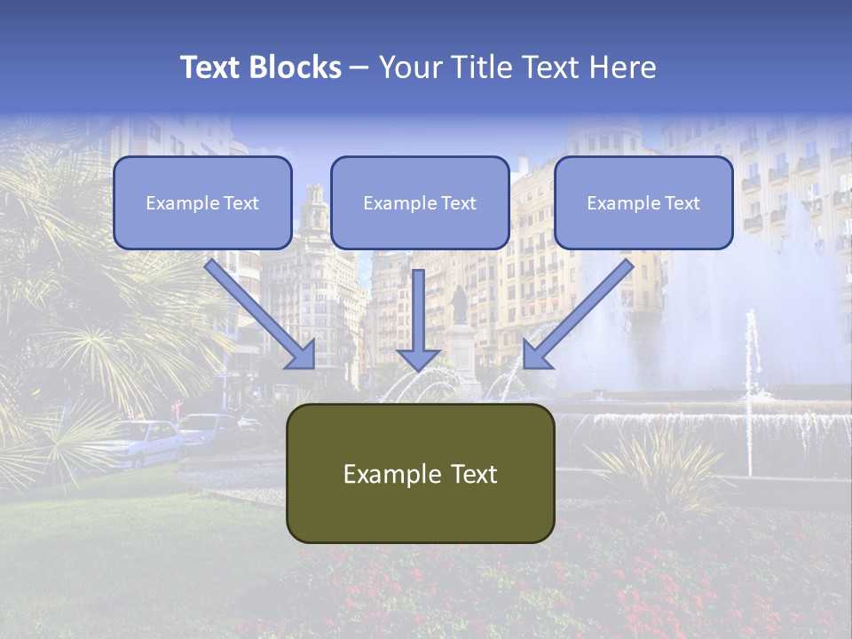 City Fountain In The City Center PowerPoint Template
