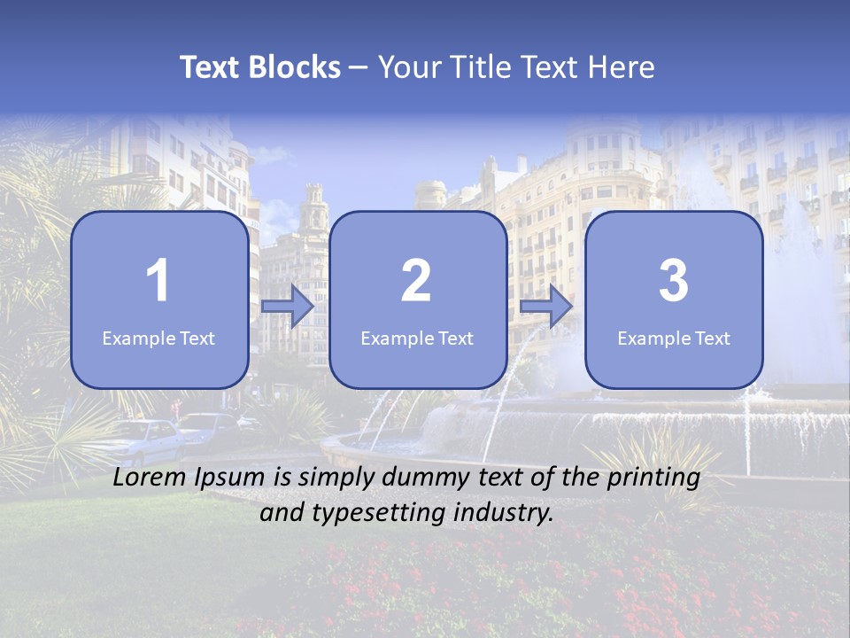 City Fountain In The City Center PowerPoint Template