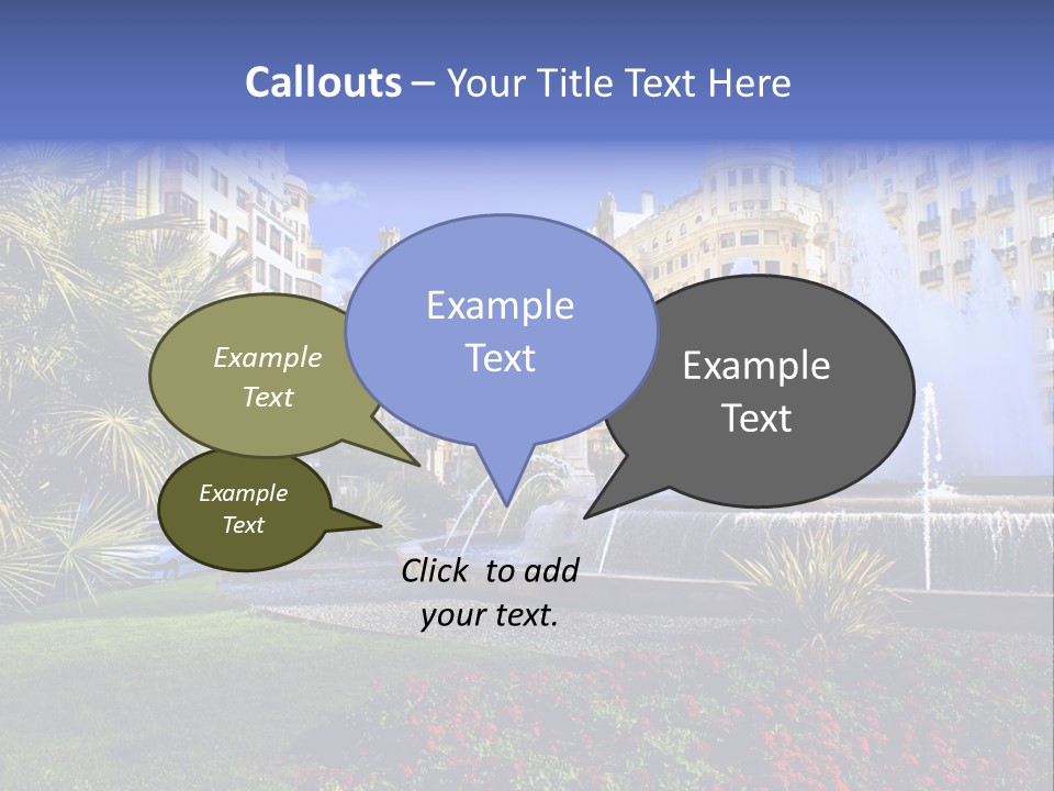 City Fountain In The City Center PowerPoint Template