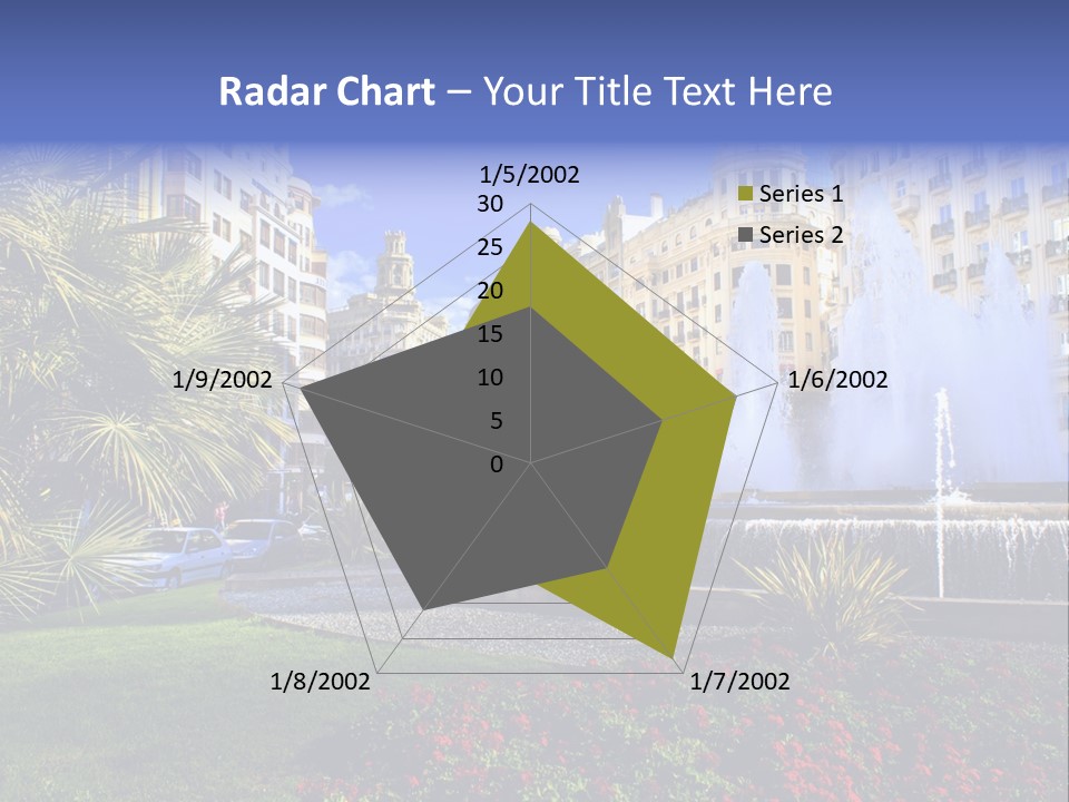 City Fountain In The City Center PowerPoint Template