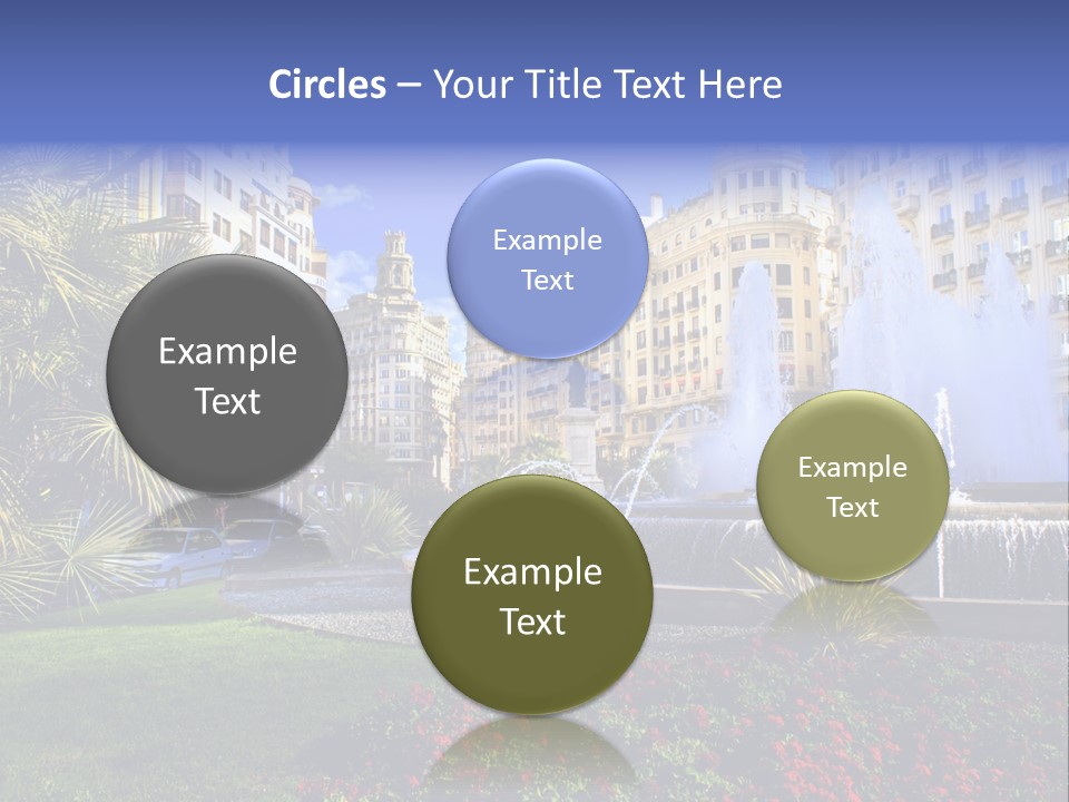 City Fountain In The City Center PowerPoint Template
