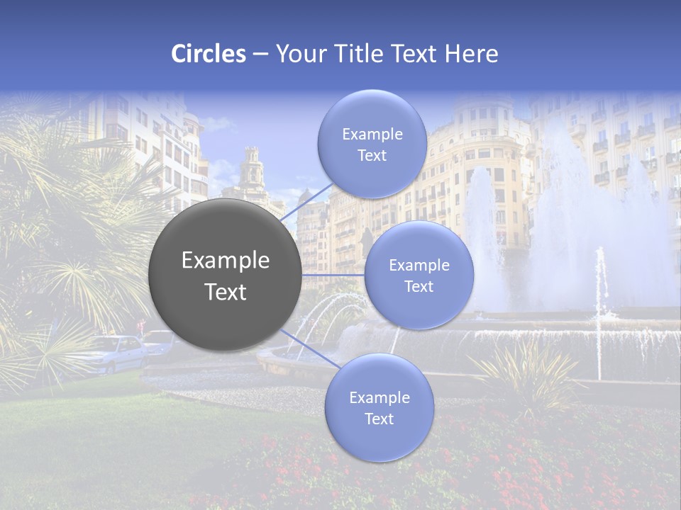 City Fountain In The City Center PowerPoint Template