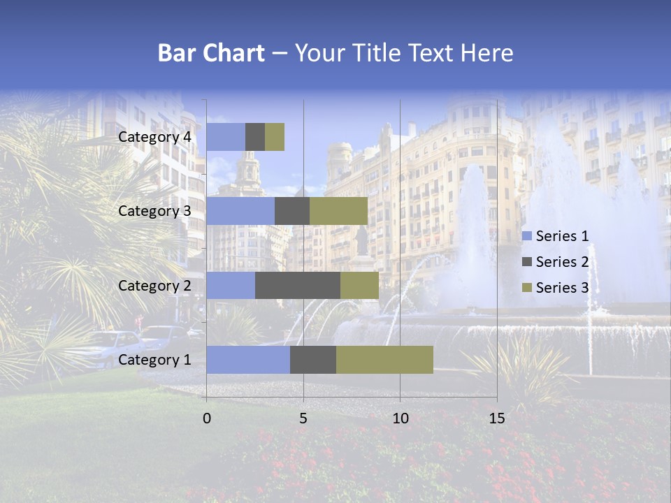 City Fountain In The City Center PowerPoint Template
