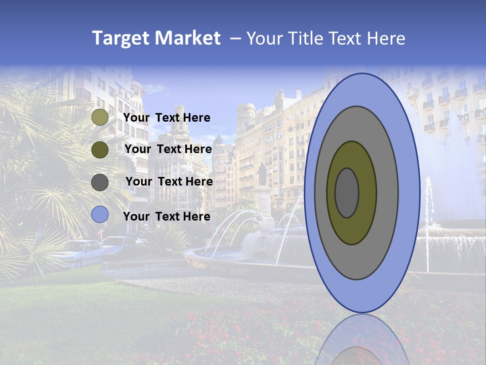 City Fountain In The City Center PowerPoint Template