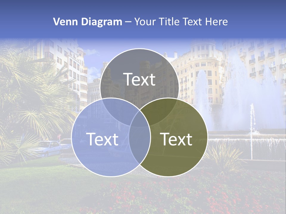 City Fountain In The City Center PowerPoint Template