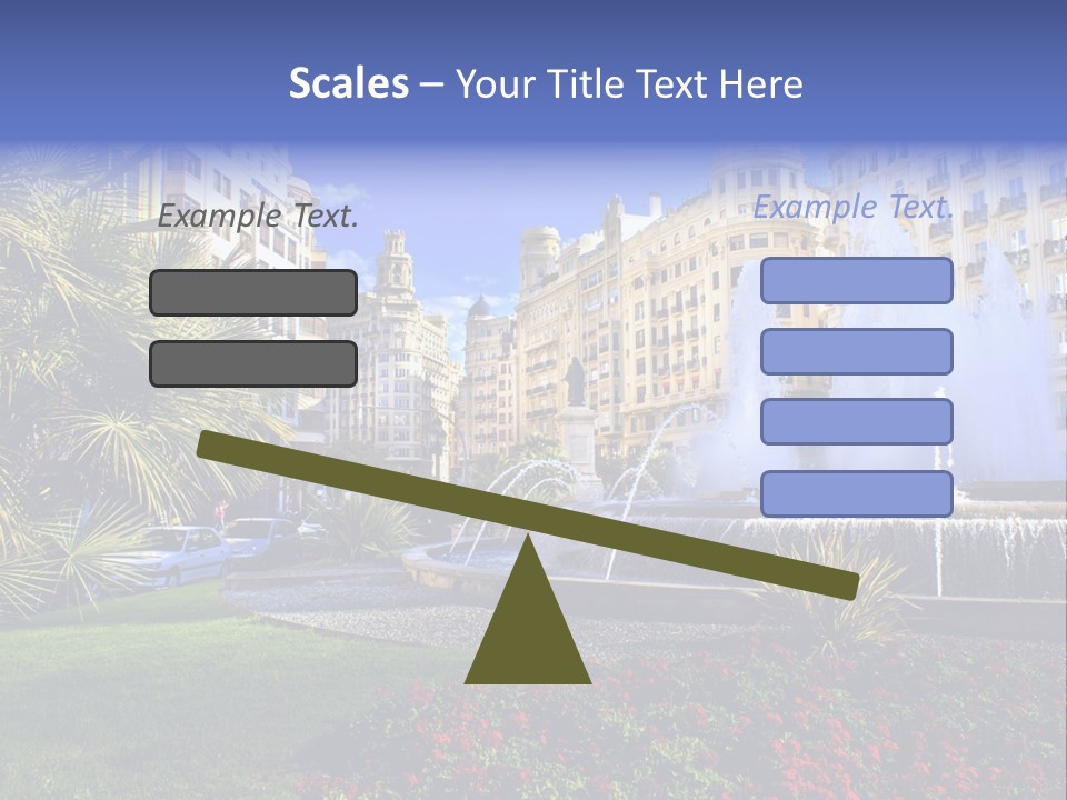 City Fountain In The City Center PowerPoint Template