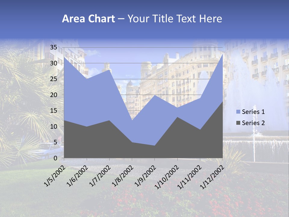 City Fountain In The City Center PowerPoint Template