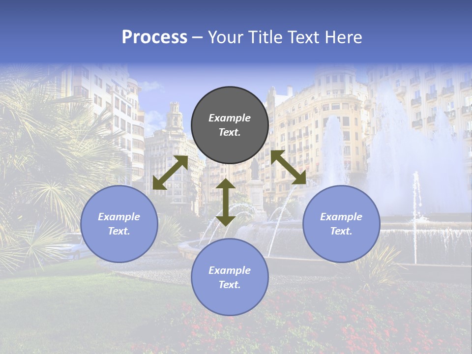 City Fountain In The City Center PowerPoint Template