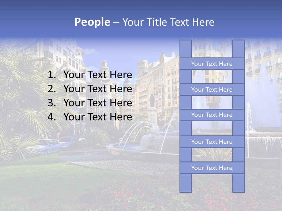 City Fountain In The City Center PowerPoint Template