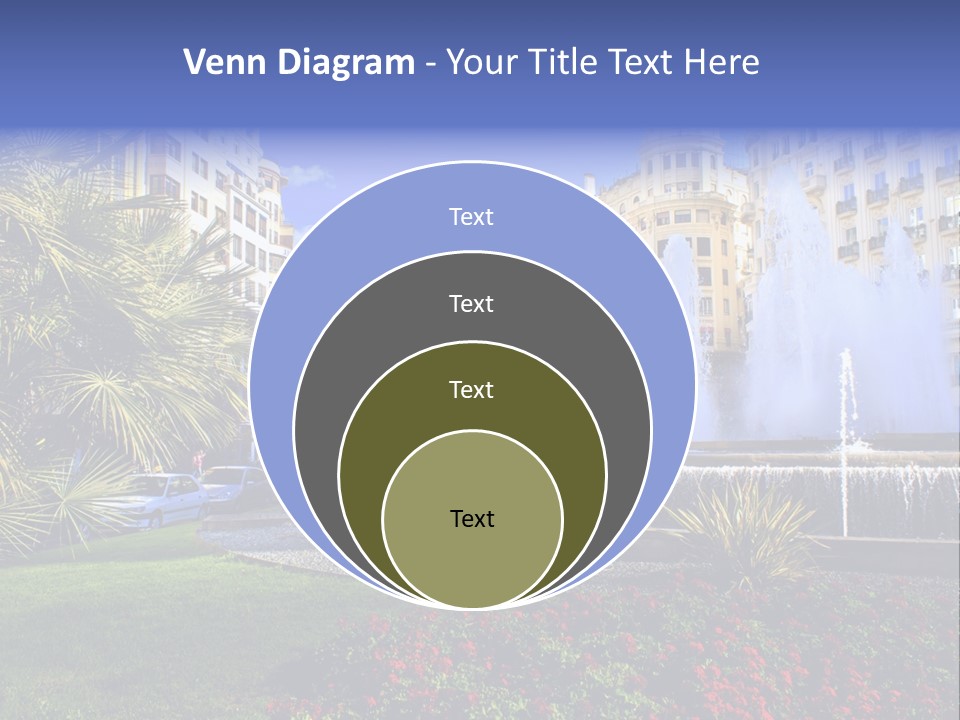 City Fountain In The City Center PowerPoint Template
