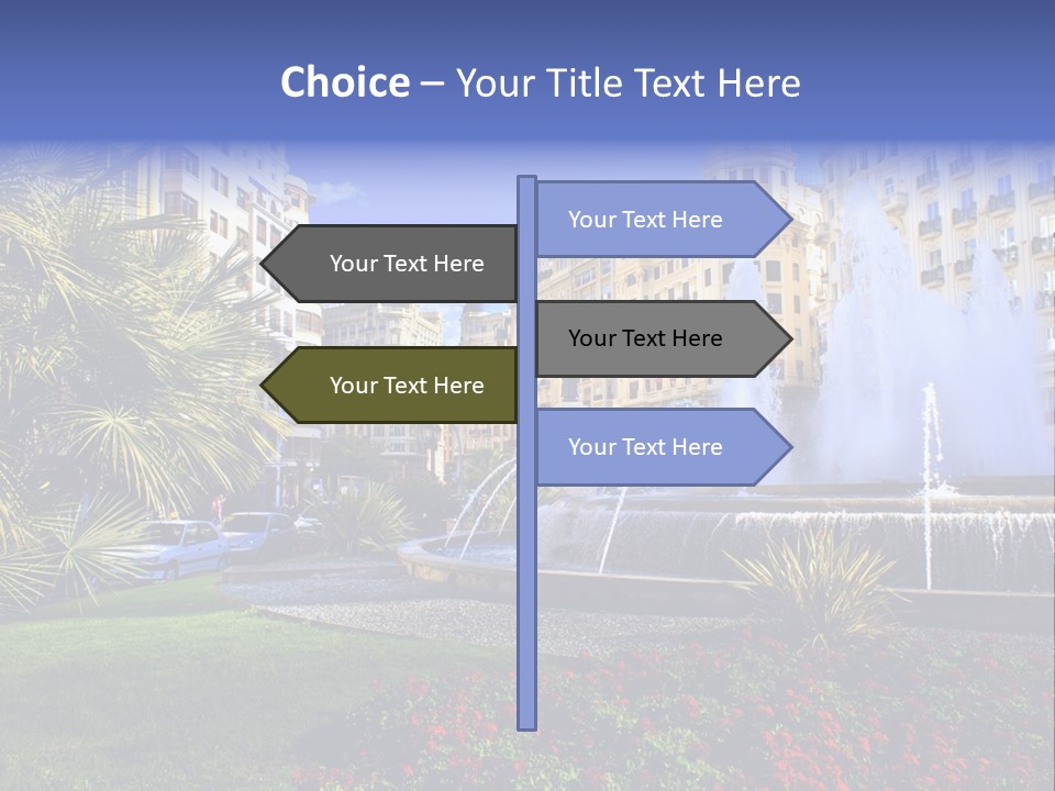 City Fountain In The City Center PowerPoint Template