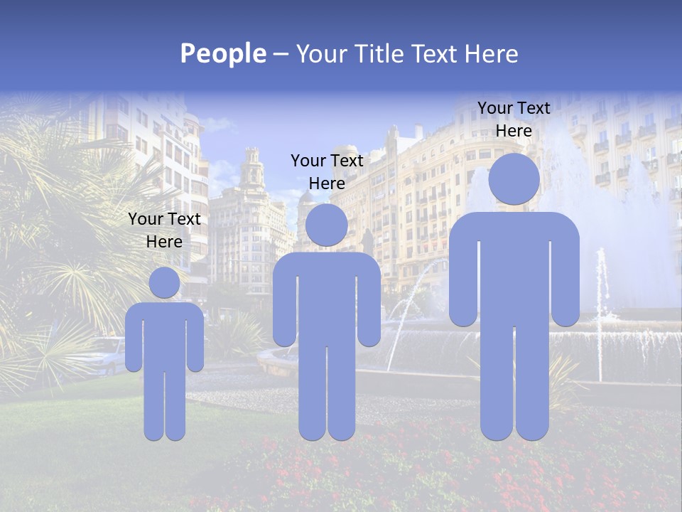 City Fountain In The City Center PowerPoint Template