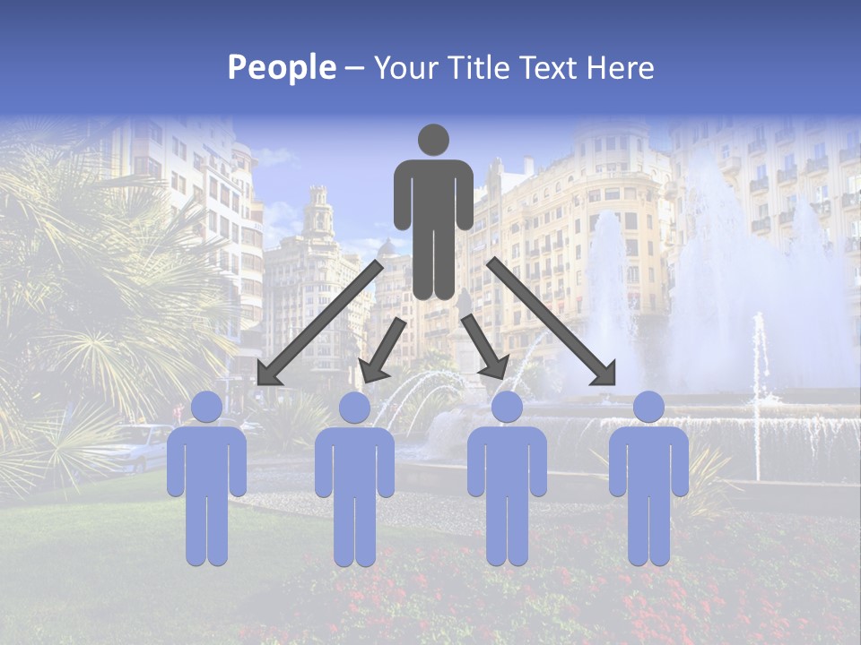 City Fountain In The City Center PowerPoint Template