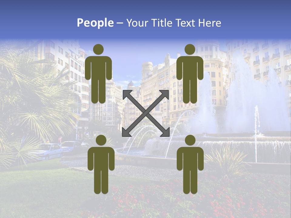 City Fountain In The City Center PowerPoint Template
