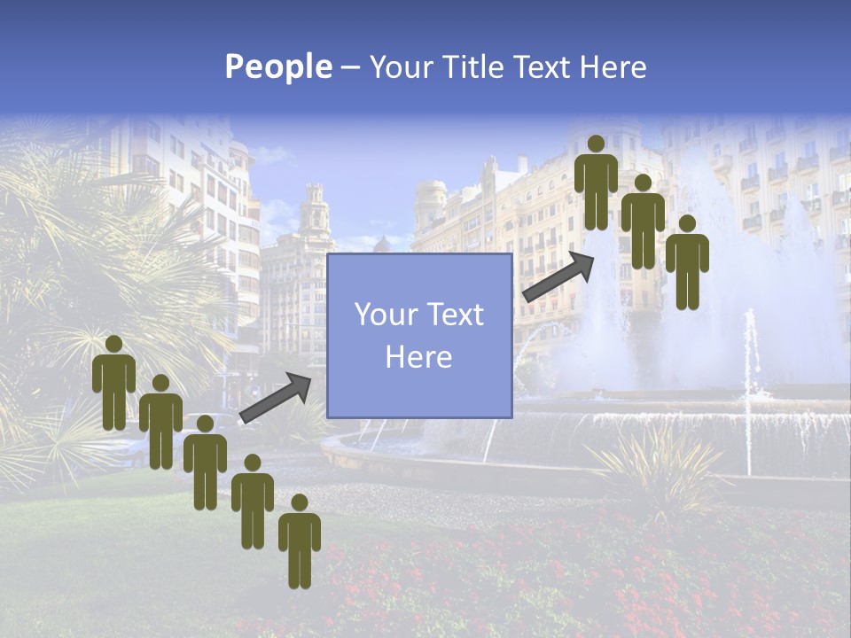 City Fountain In The City Center PowerPoint Template