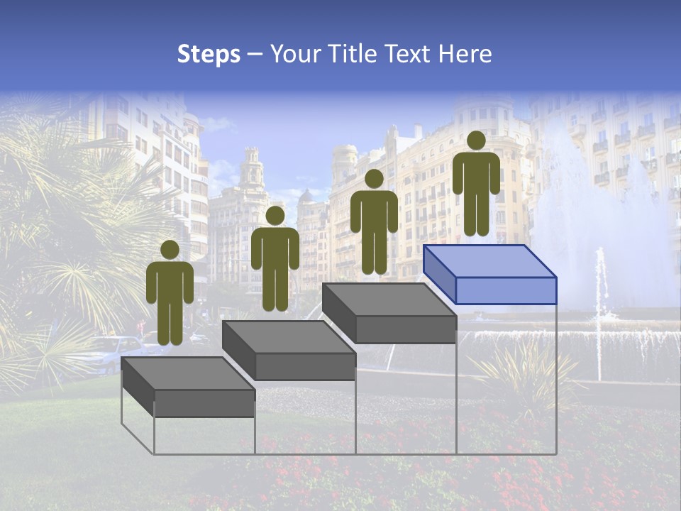 City Fountain In The City Center PowerPoint Template