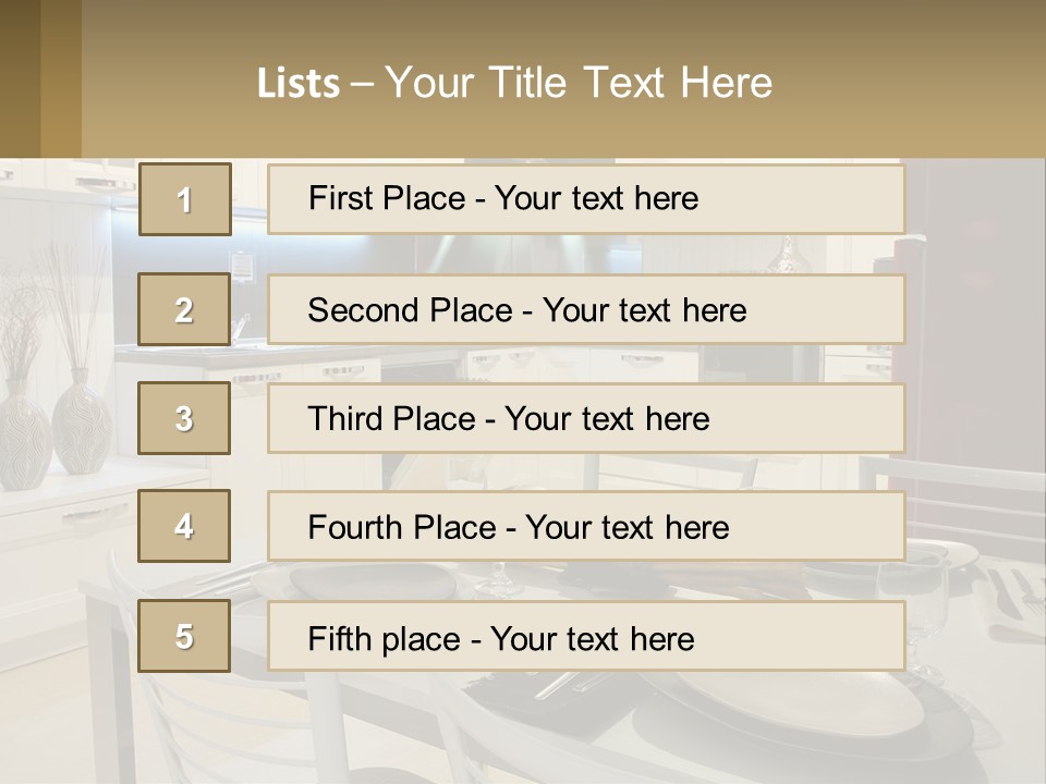 Kitchen Interior With Table PowerPoint Template