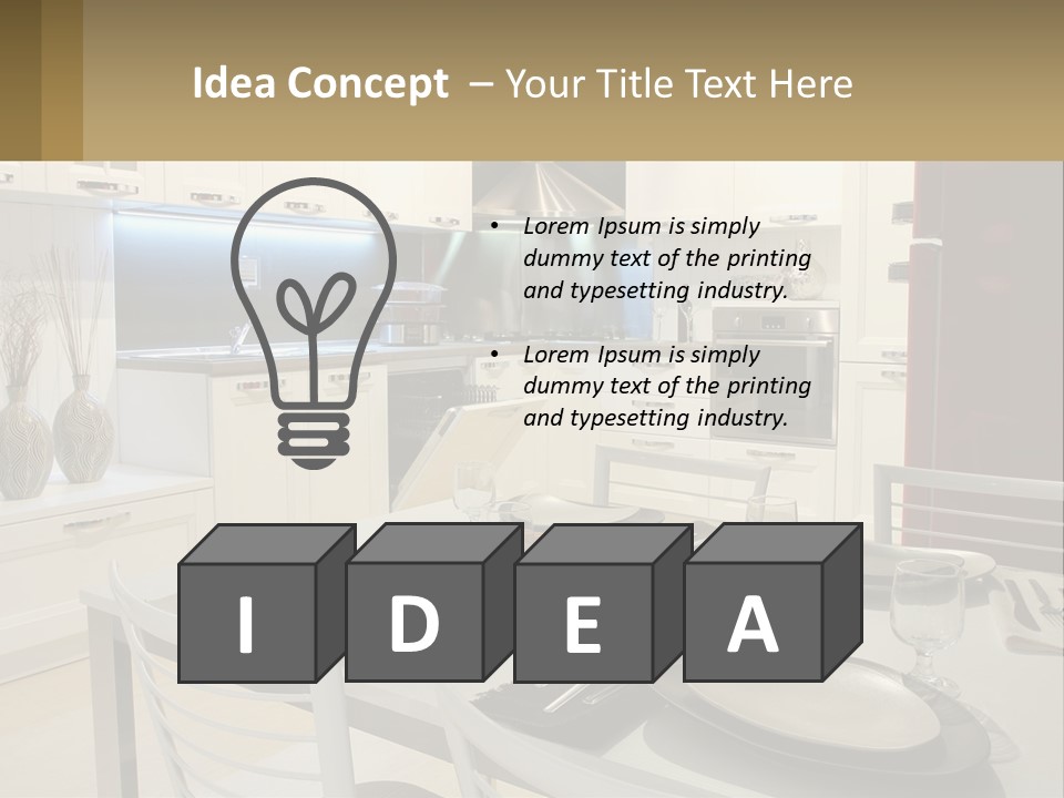 Kitchen Interior With Table PowerPoint Template