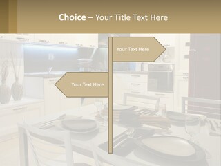 Kitchen Interior With Table PowerPoint Template