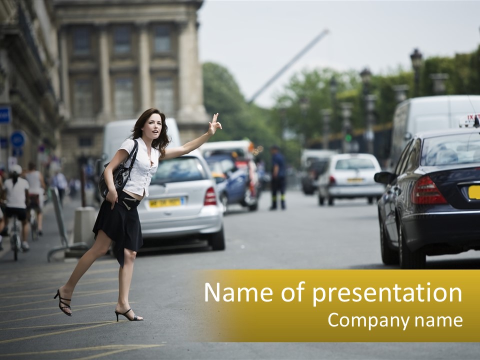 The Girl Stops A Taxi PowerPoint Template
