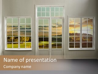 View From The Window At Sunset PowerPoint Template