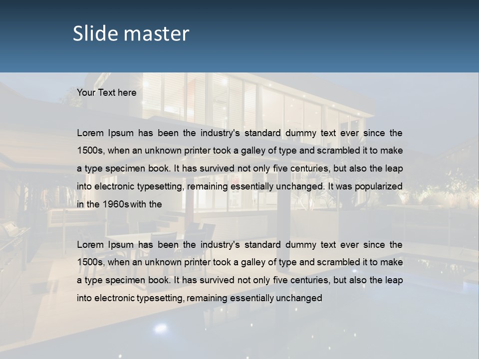 Interior Of A House With A Swimming Pool PowerPoint Template