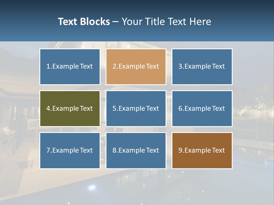 Interior Of A House With A Swimming Pool PowerPoint Template