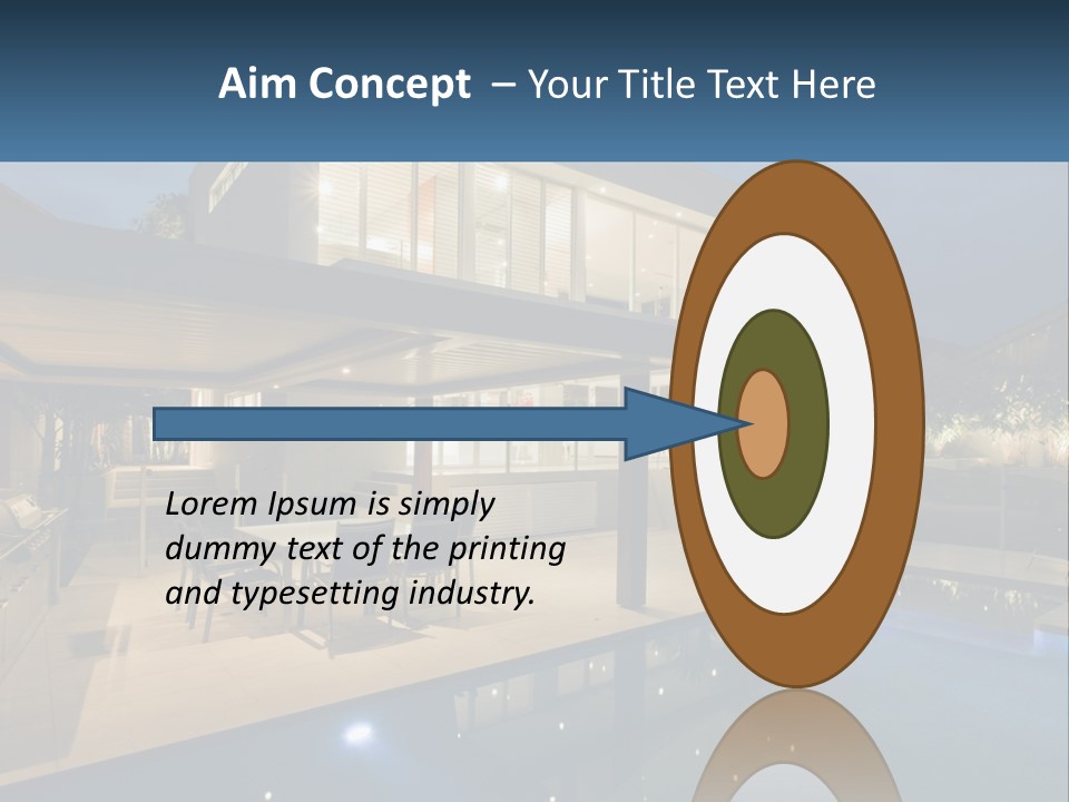 Interior Of A House With A Swimming Pool PowerPoint Template