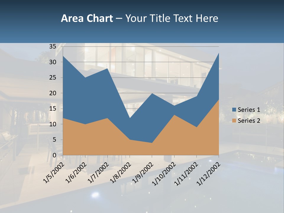 Interior Of A House With A Swimming Pool PowerPoint Template
