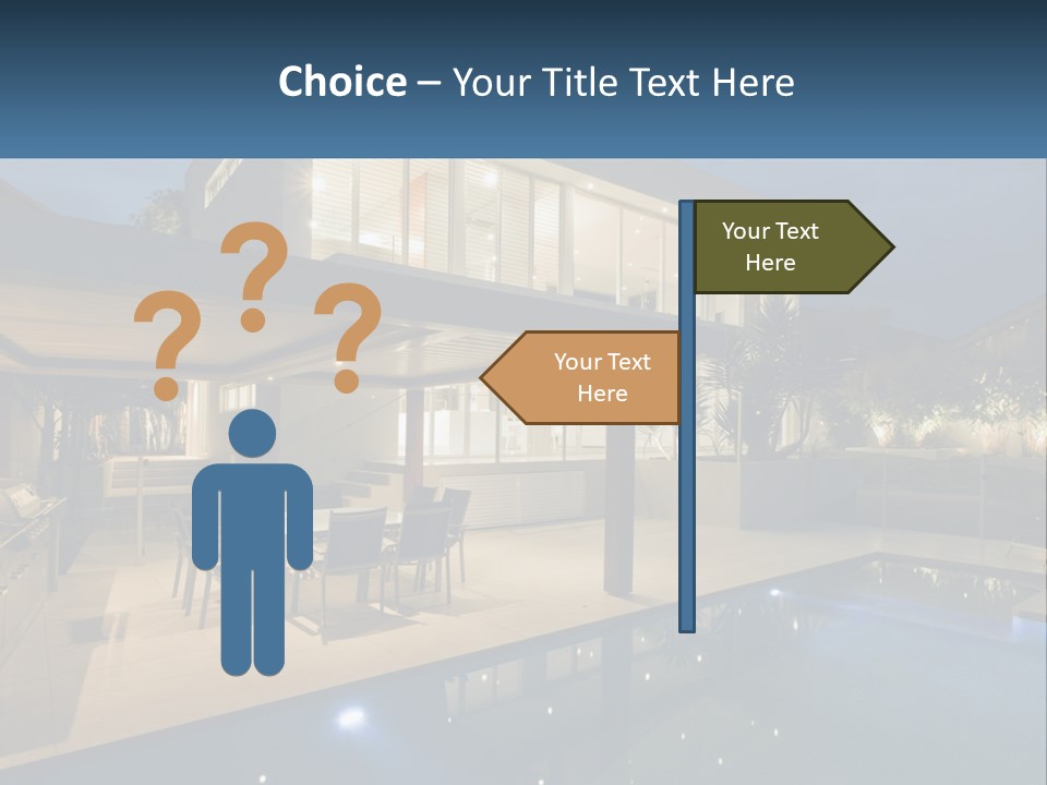 Interior Of A House With A Swimming Pool PowerPoint Template