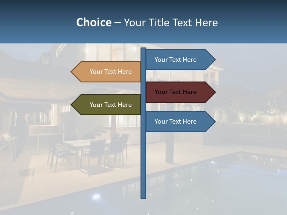 Interior Of A House With A Swimming Pool PowerPoint Template