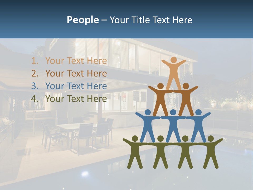 Interior Of A House With A Swimming Pool PowerPoint Template