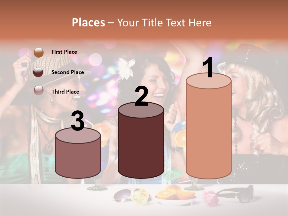 A Group Of Women Standing Around A Table With Drinks PowerPoint Template