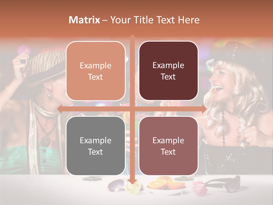 A Group Of Women Standing Around A Table With Drinks PowerPoint Template