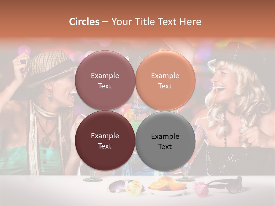 A Group Of Women Standing Around A Table With Drinks PowerPoint Template