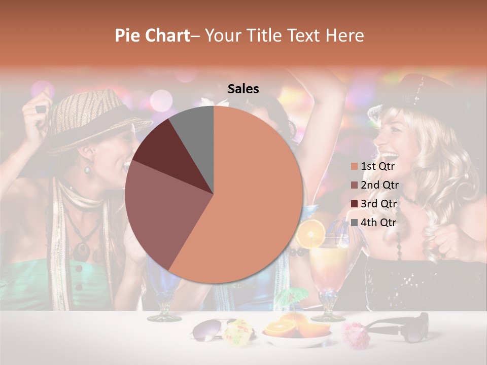 A Group Of Women Standing Around A Table With Drinks PowerPoint Template