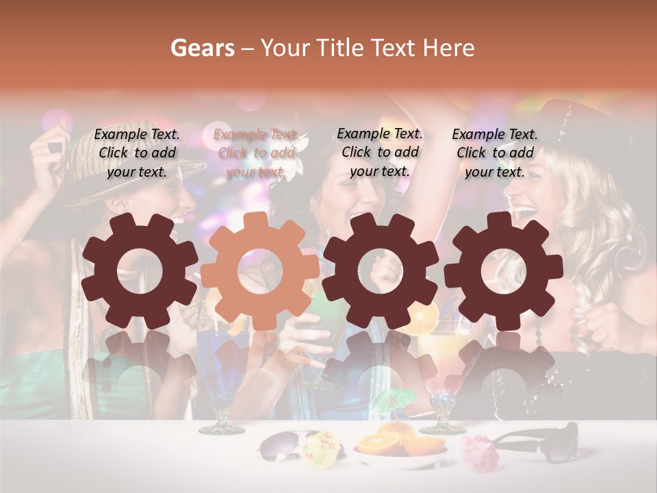 A Group Of Women Standing Around A Table With Drinks PowerPoint Template