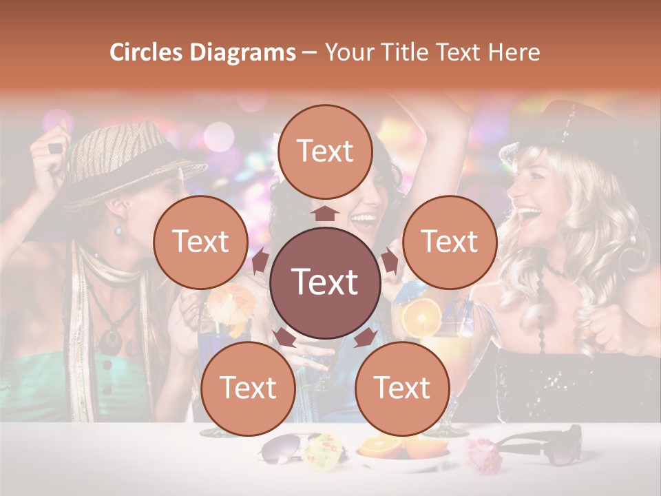 A Group Of Women Standing Around A Table With Drinks PowerPoint Template